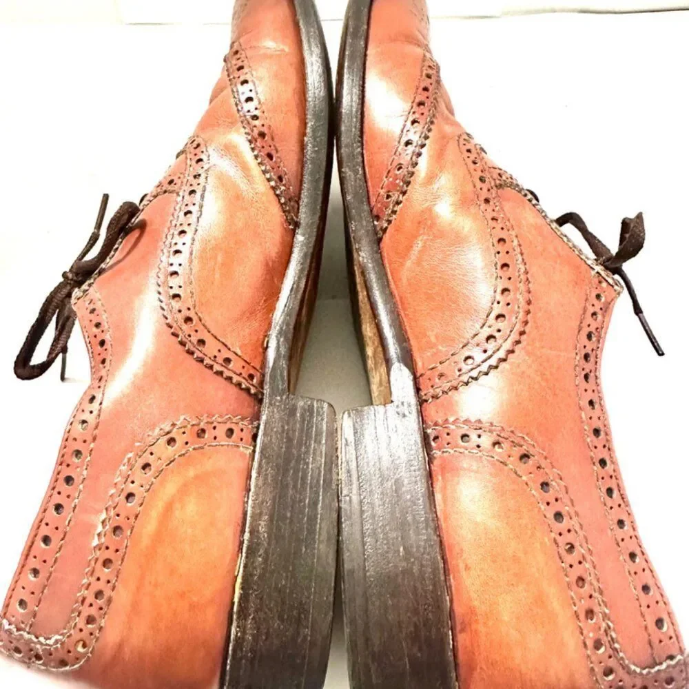 Mario Bruni Brogue Men's Leather Shoes Brown Made In Italy Luxury Brand Size 9